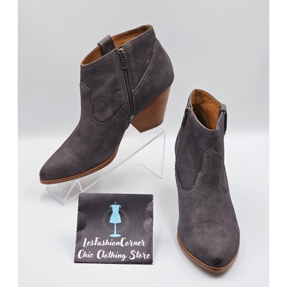 Frye Women's Gray Nubuck Leather Rory Western Ankle Zip Bootie Size 10M 2325 - Picture 1 of 16